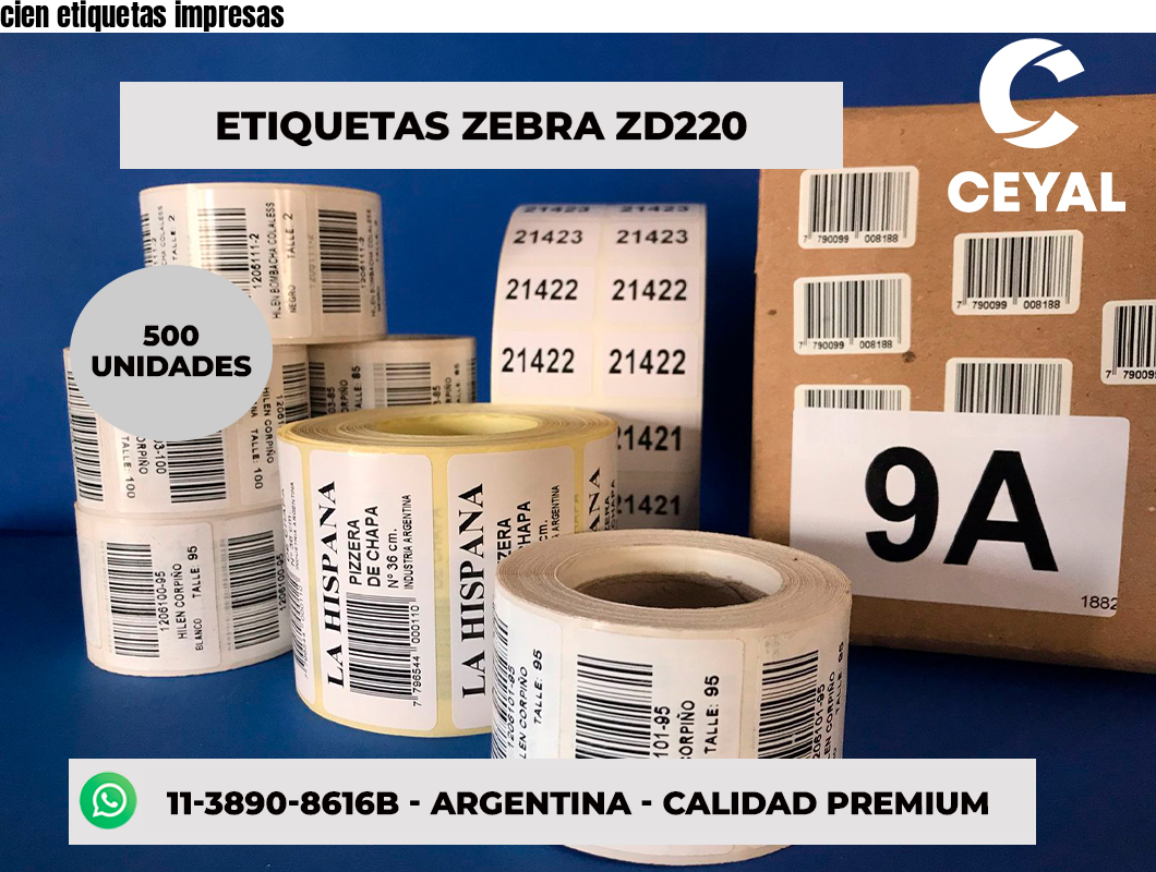cien etiquetas impresas