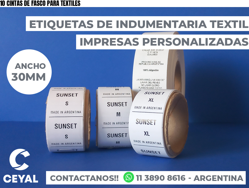 10 CINTAS DE FASCO PARA TEXTILES
