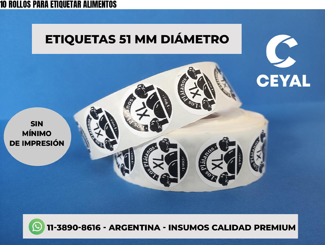 10 ROLLOS PARA ETIQUETAR ALIMENTOS
