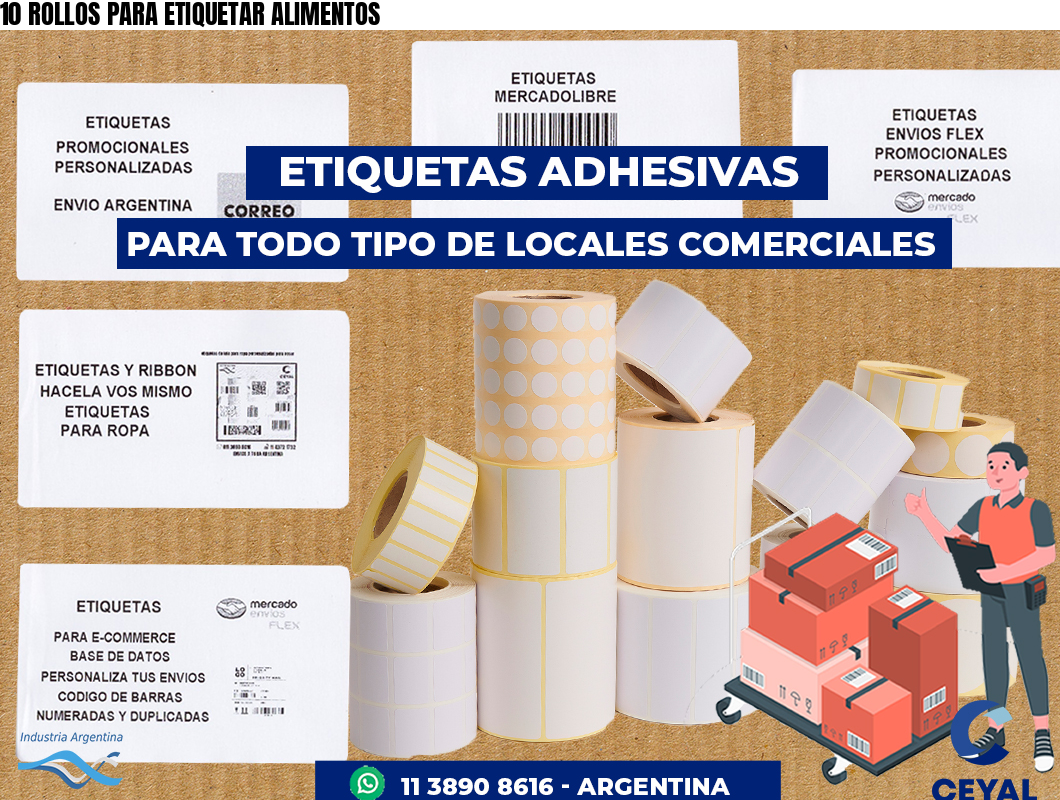 10 ROLLOS PARA ETIQUETAR ALIMENTOS