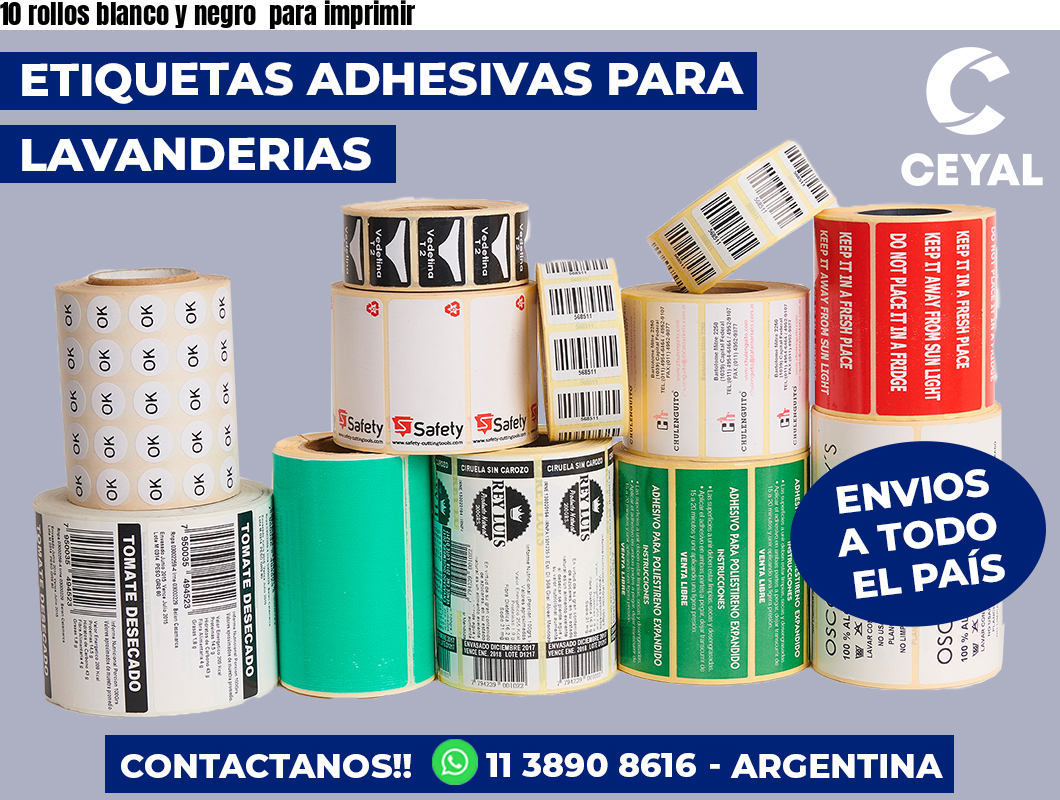 10 rollos blanco y negro para imprimir