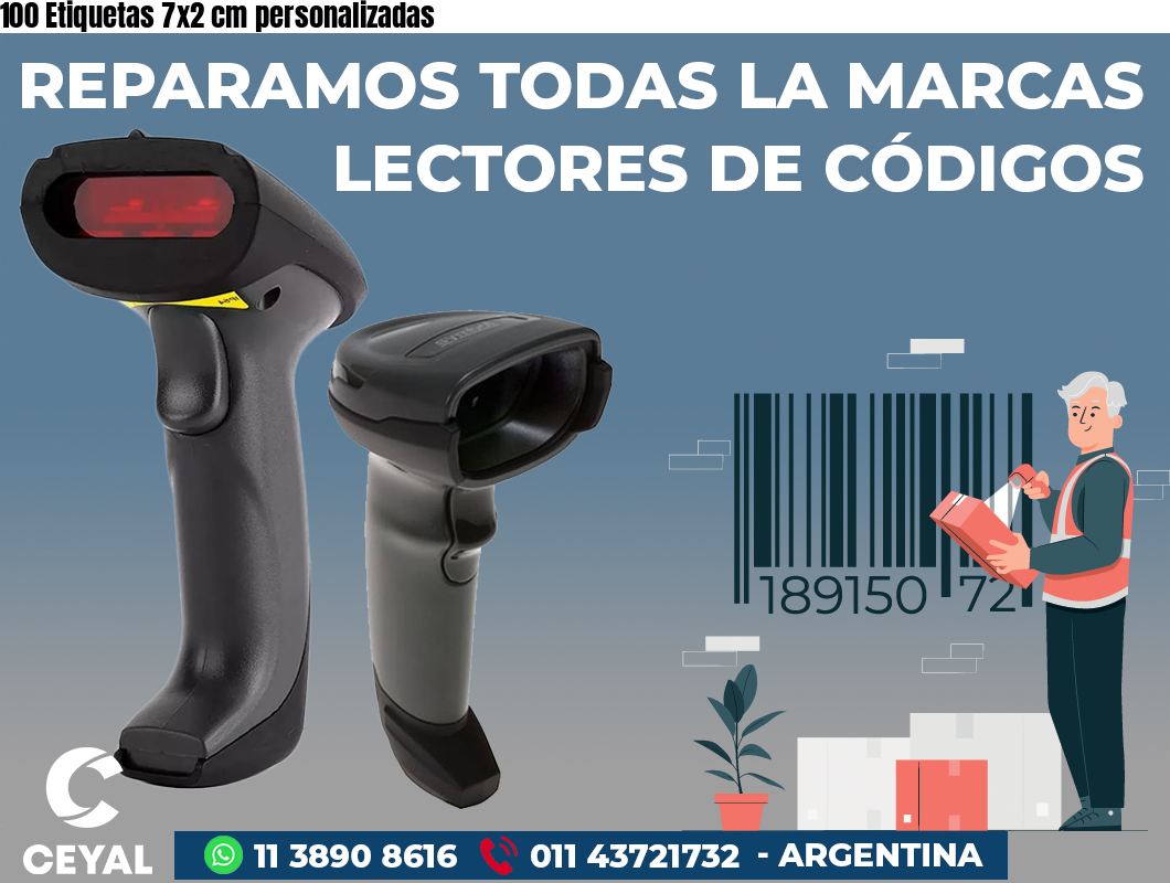 100 Etiquetas 7x2 cm personalizadas
