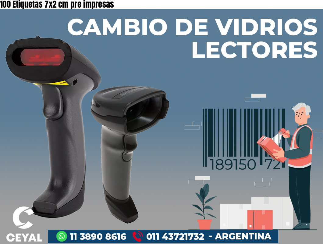 100 Etiquetas 7x2 cm pre impresas