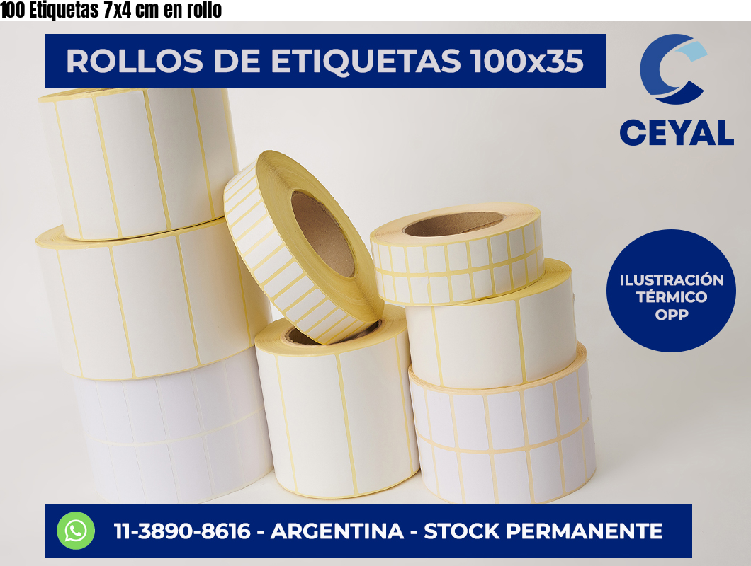 100 Etiquetas 7×4 cm en rollo