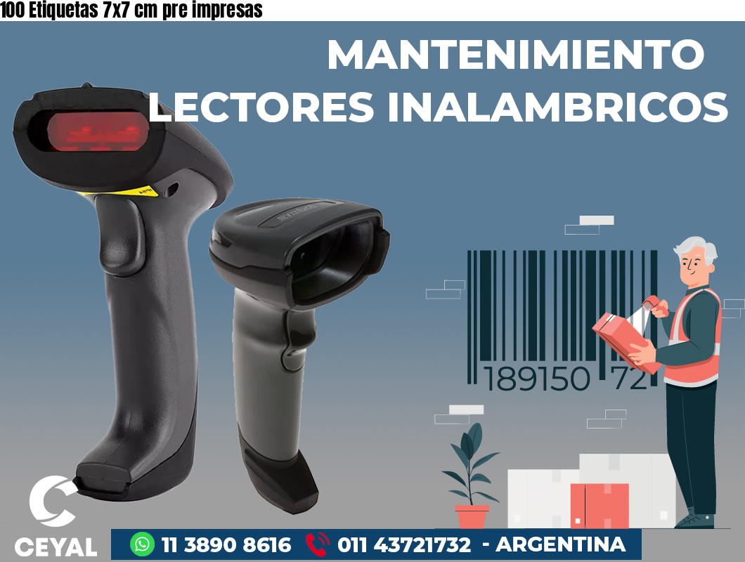 100 Etiquetas 7x7 cm pre impresas
