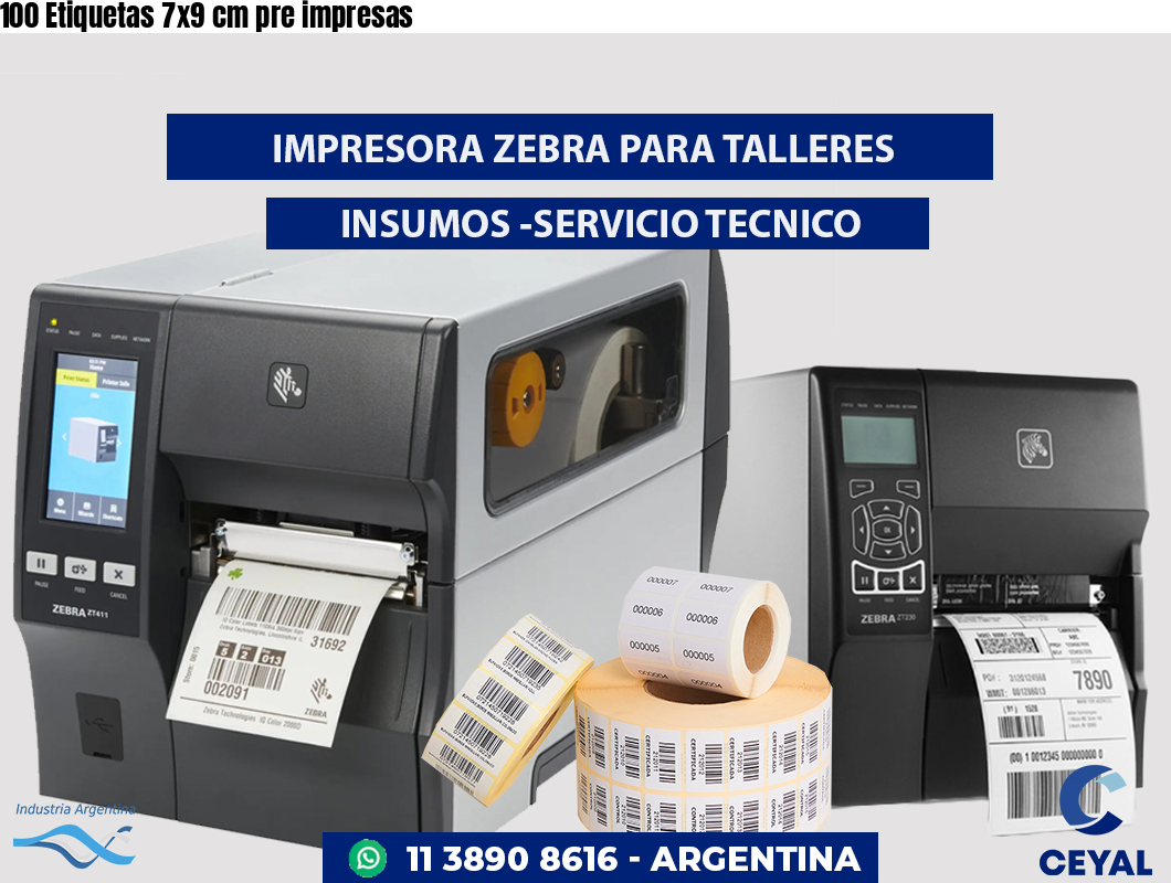 100 Etiquetas 7x9 cm pre impresas