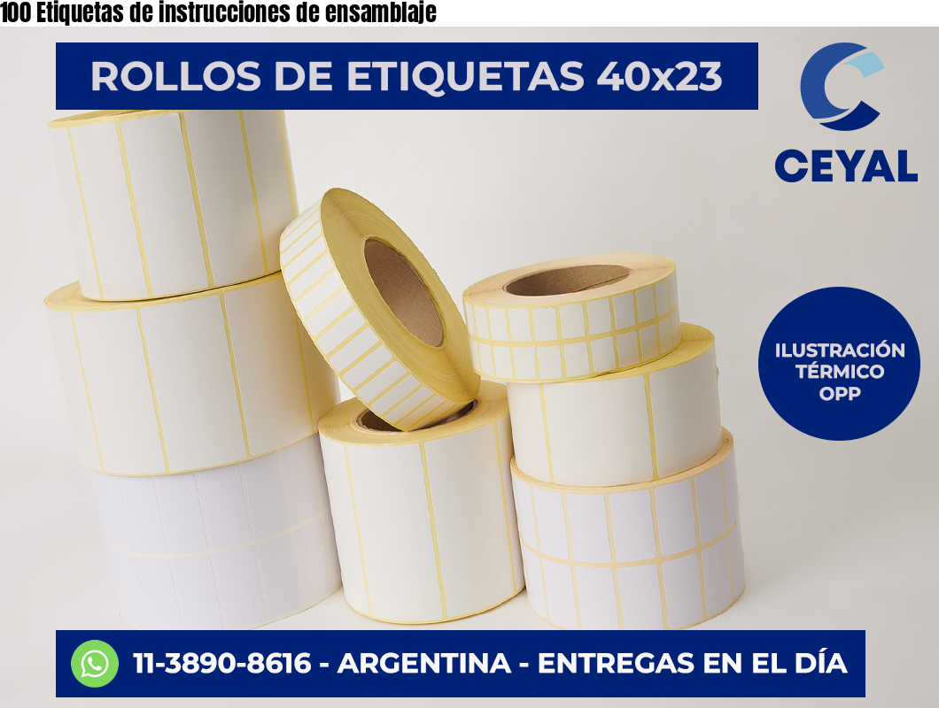 100 Etiquetas de instrucciones de ensamblaje