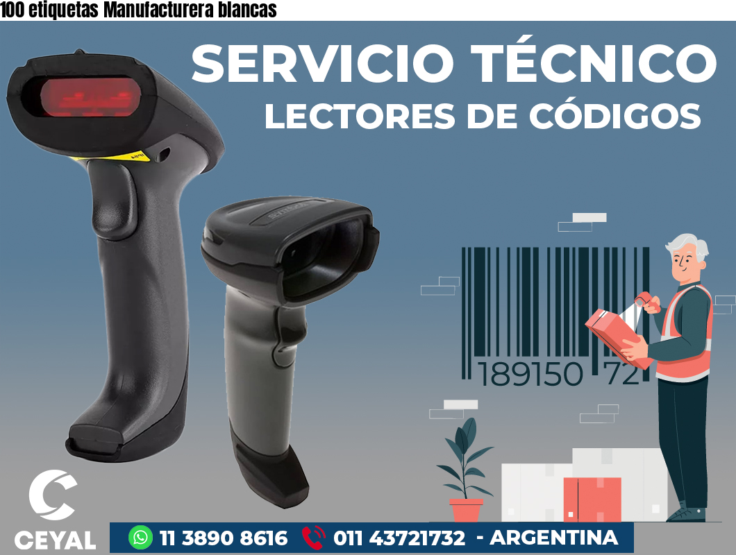 100 etiquetas Manufacturera blancas