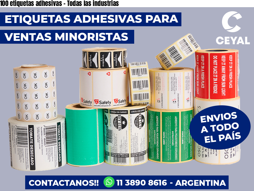 100 etiquetas adhesivas - Todas las industrias