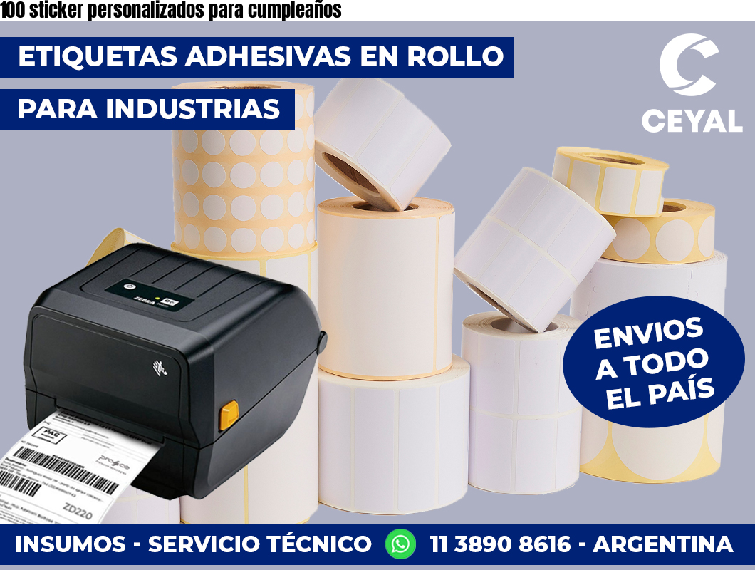 100 sticker personalizados para cumpleaños