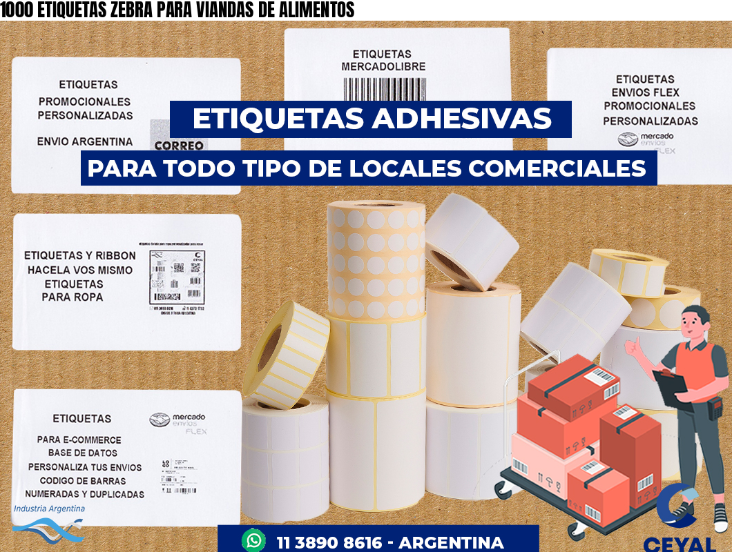 1000 ETIQUETAS ZEBRA PARA VIANDAS DE ALIMENTOS