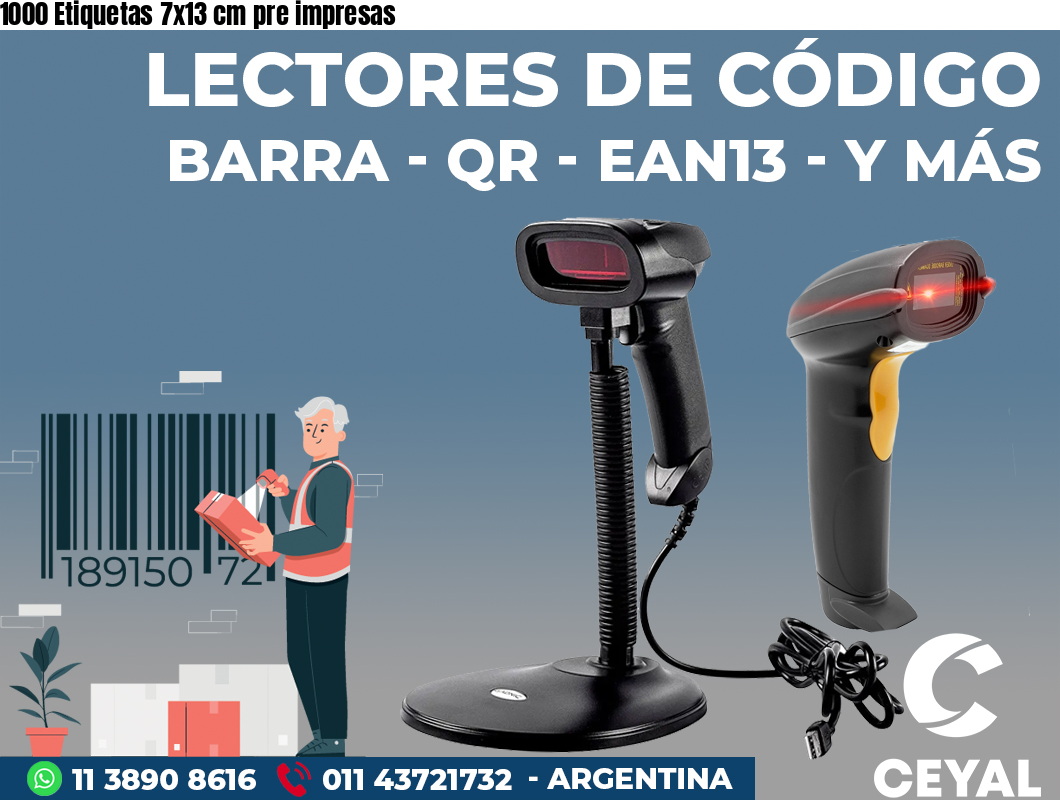 1000 Etiquetas 7x13 cm pre impresas