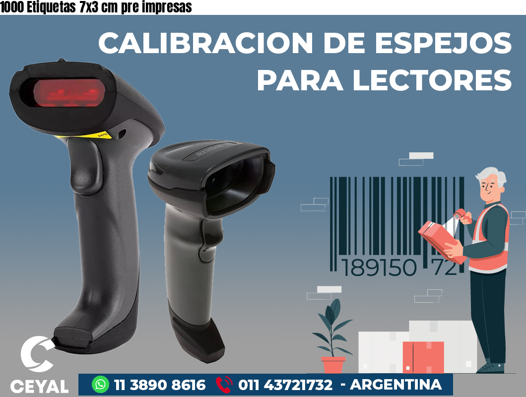 1000 Etiquetas 7x3 cm pre impresas