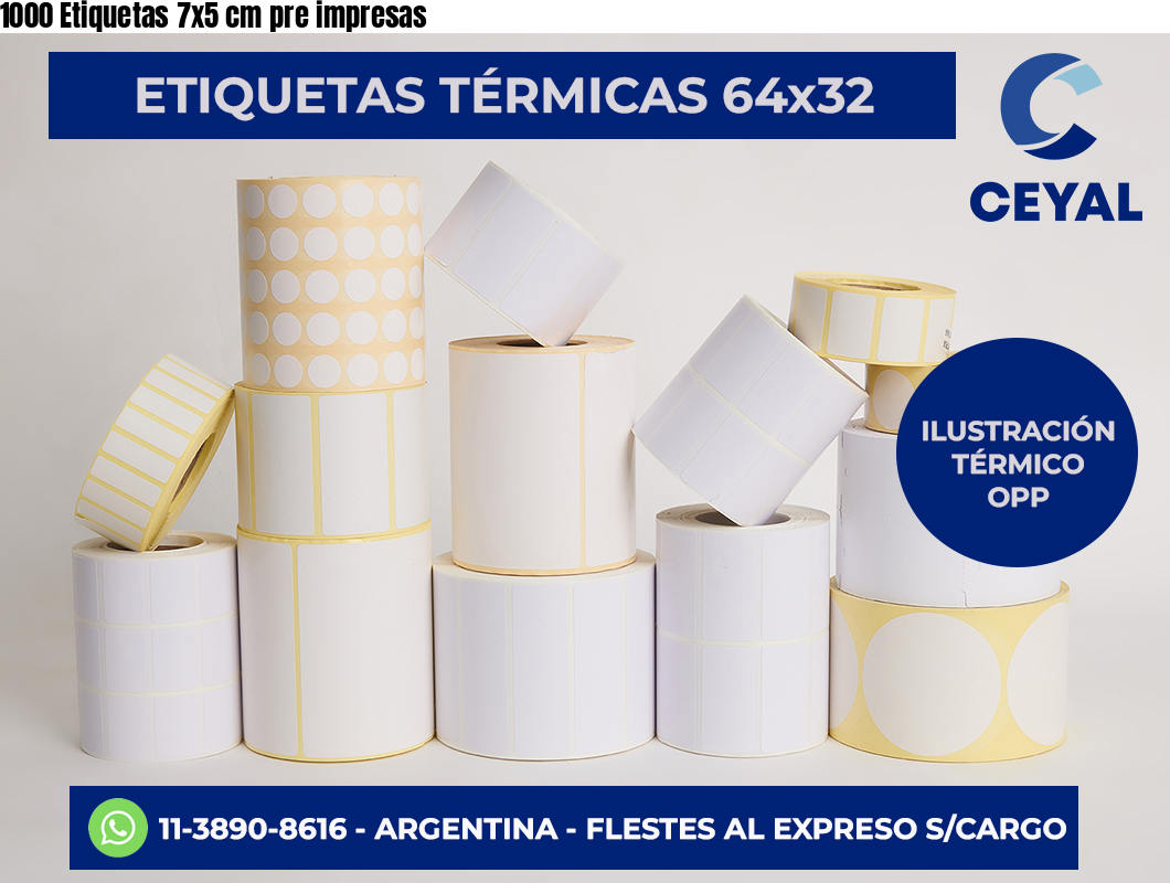 1000 Etiquetas 7×5 cm pre impresas