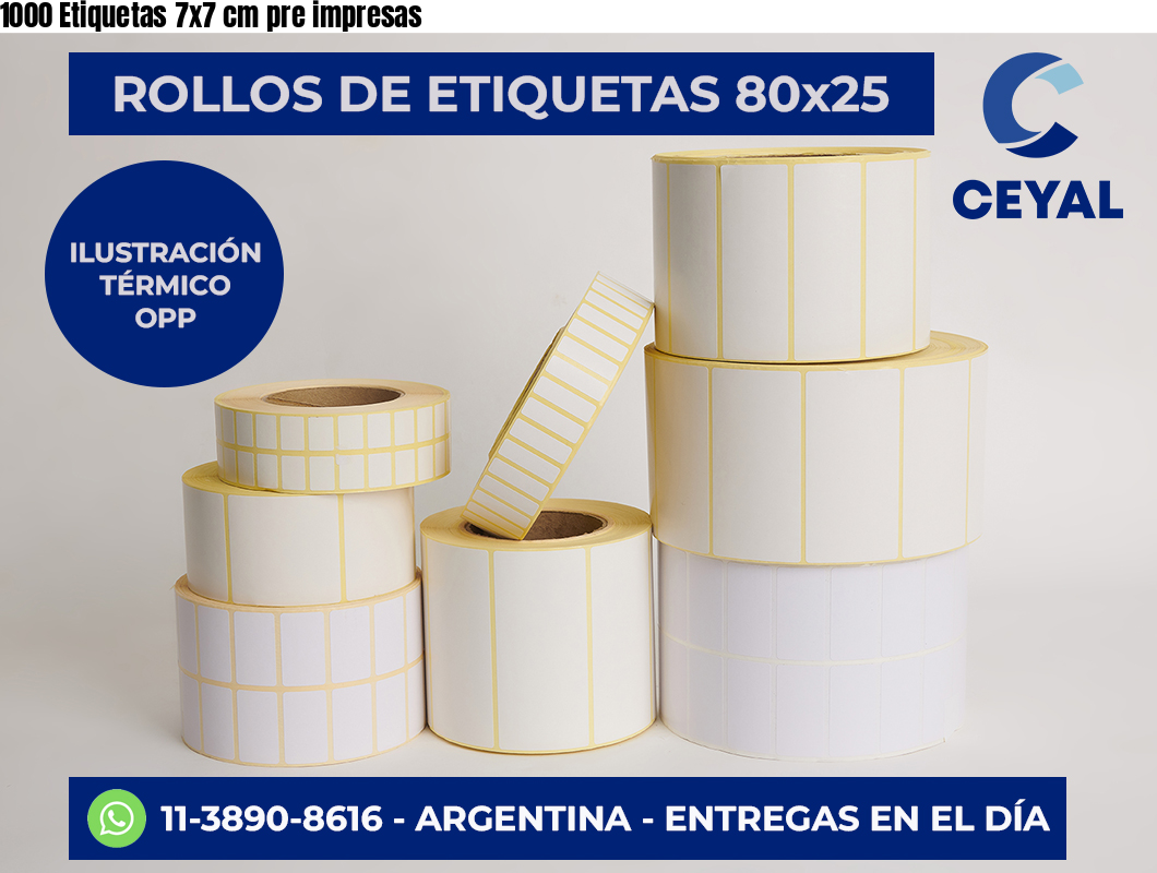 1000 Etiquetas 7×7 cm pre impresas