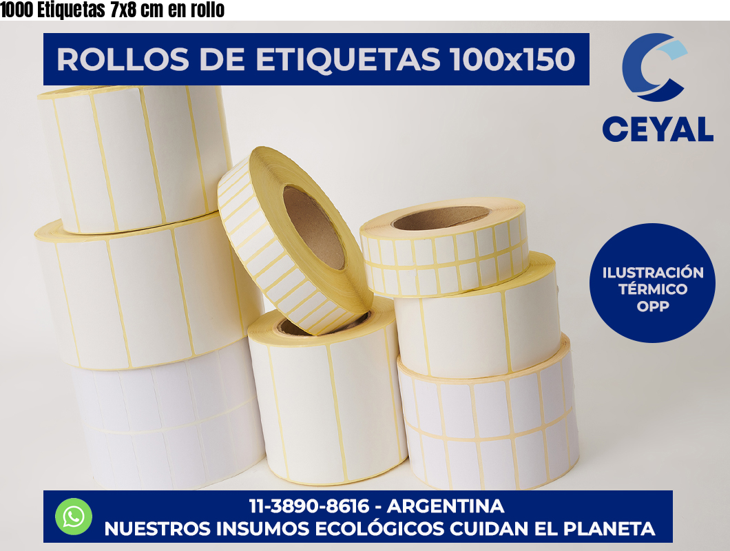 1000 Etiquetas 7×8 cm en rollo