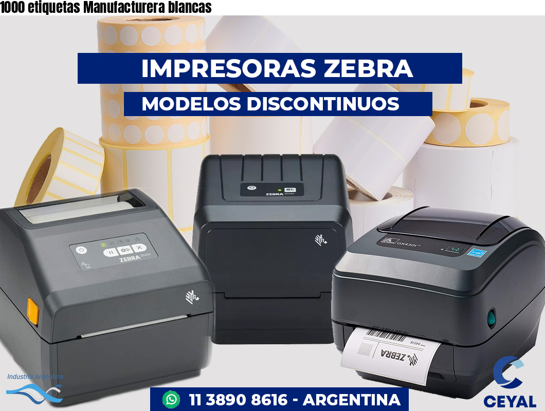 1000 etiquetas Manufacturera blancas