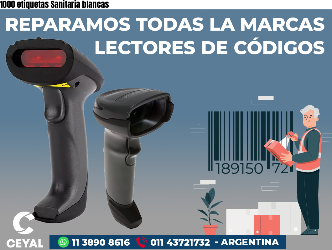1000 etiquetas Sanitaria blancas