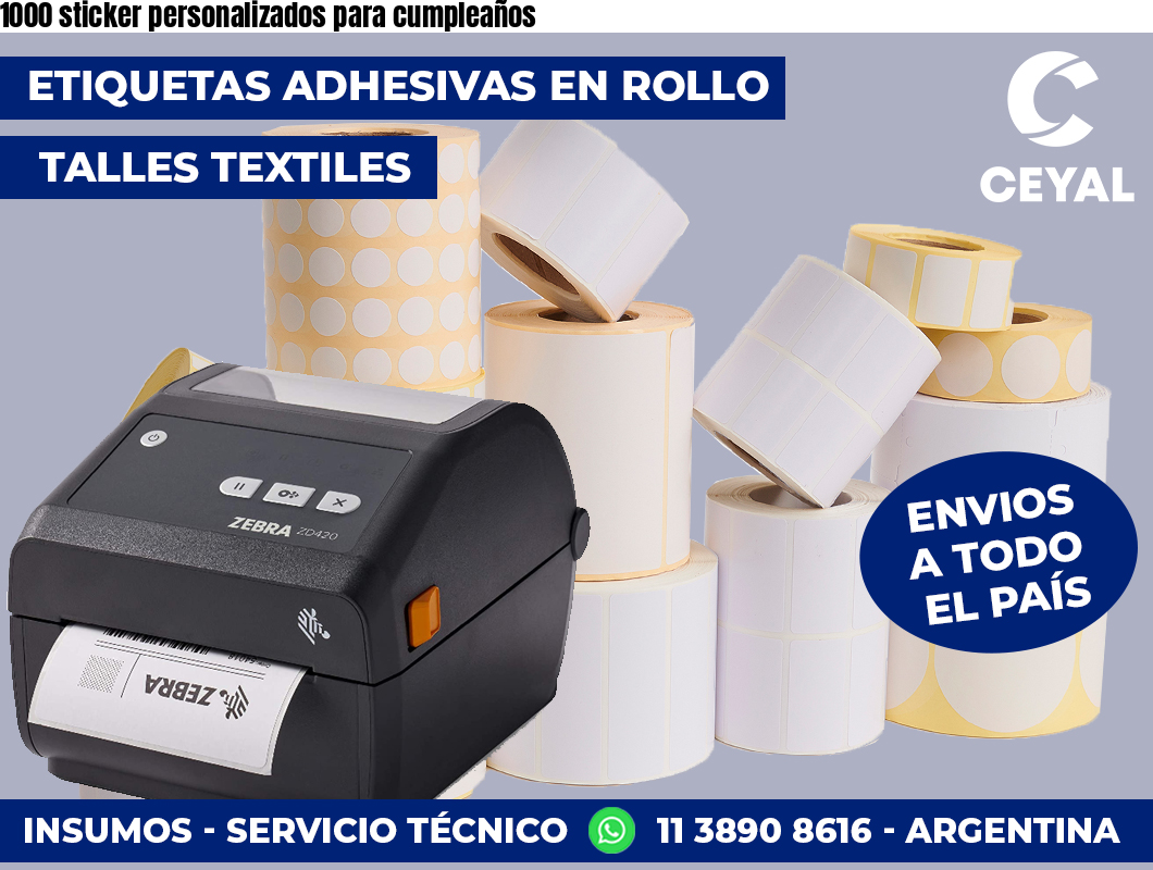 1000 sticker personalizados para cumpleaños