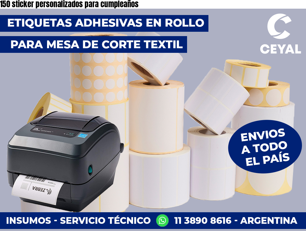 150 sticker personalizados para cumpleaños