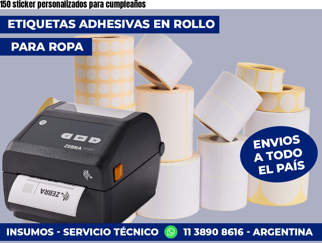 150 sticker personalizados para cumpleaños