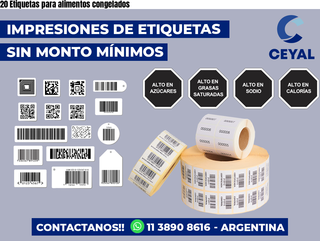 20 Etiquetas para alimentos congelados