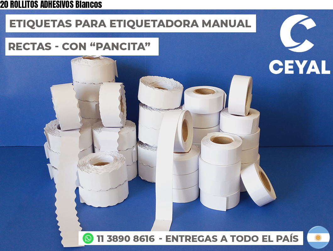 20 ROLLITOS ADHESIVOS Blancos