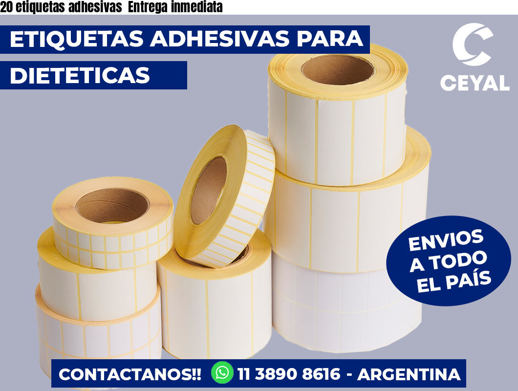 20 etiquetas adhesivas Entrega inmediata