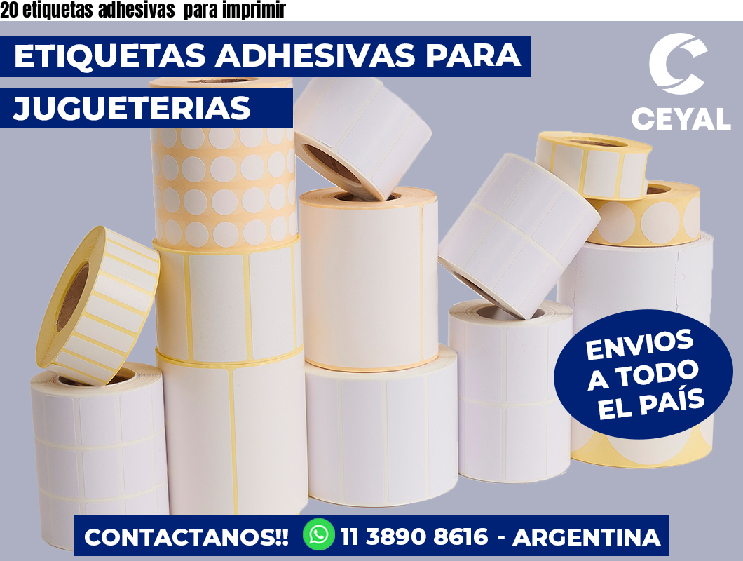 20 etiquetas adhesivas  para imprimir