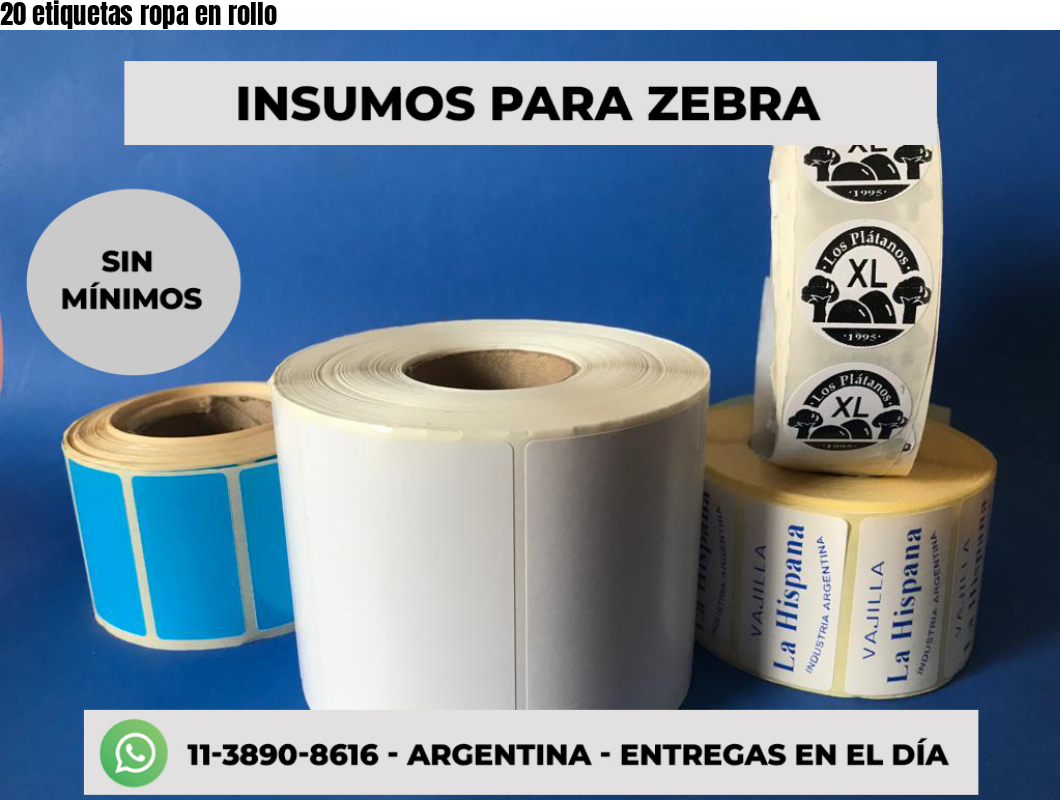 20 etiquetas ropa en rollo