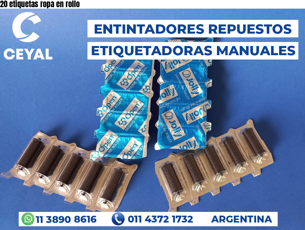 20 etiquetas ropa en rollo