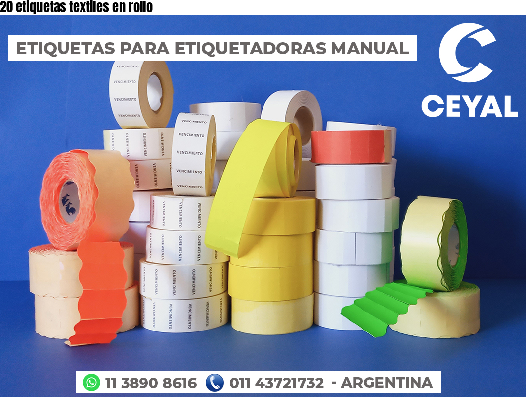 20 etiquetas textiles en rollo