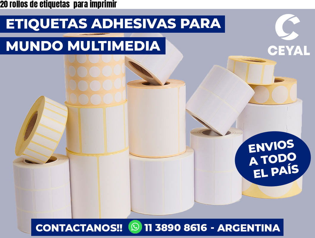 20 rollos de etiquetas para imprimir