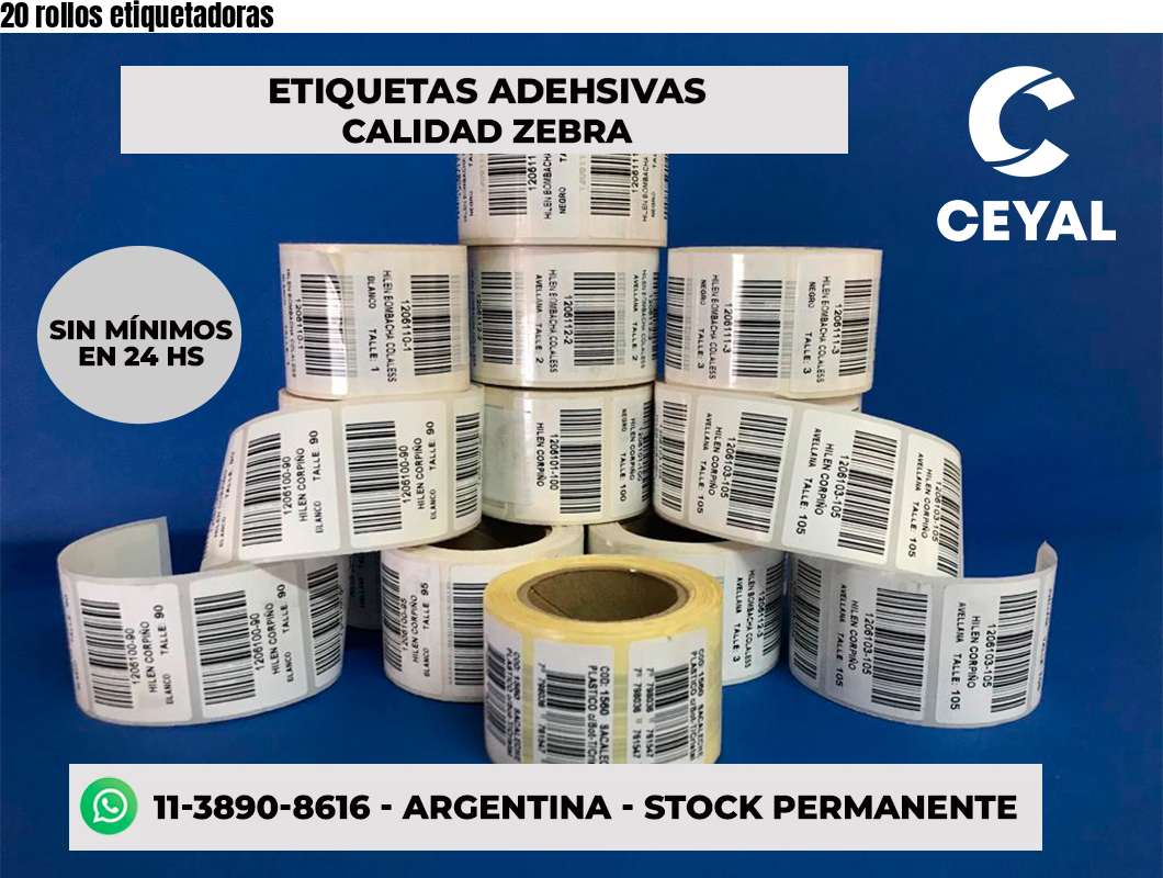 20 rollos etiquetadoras