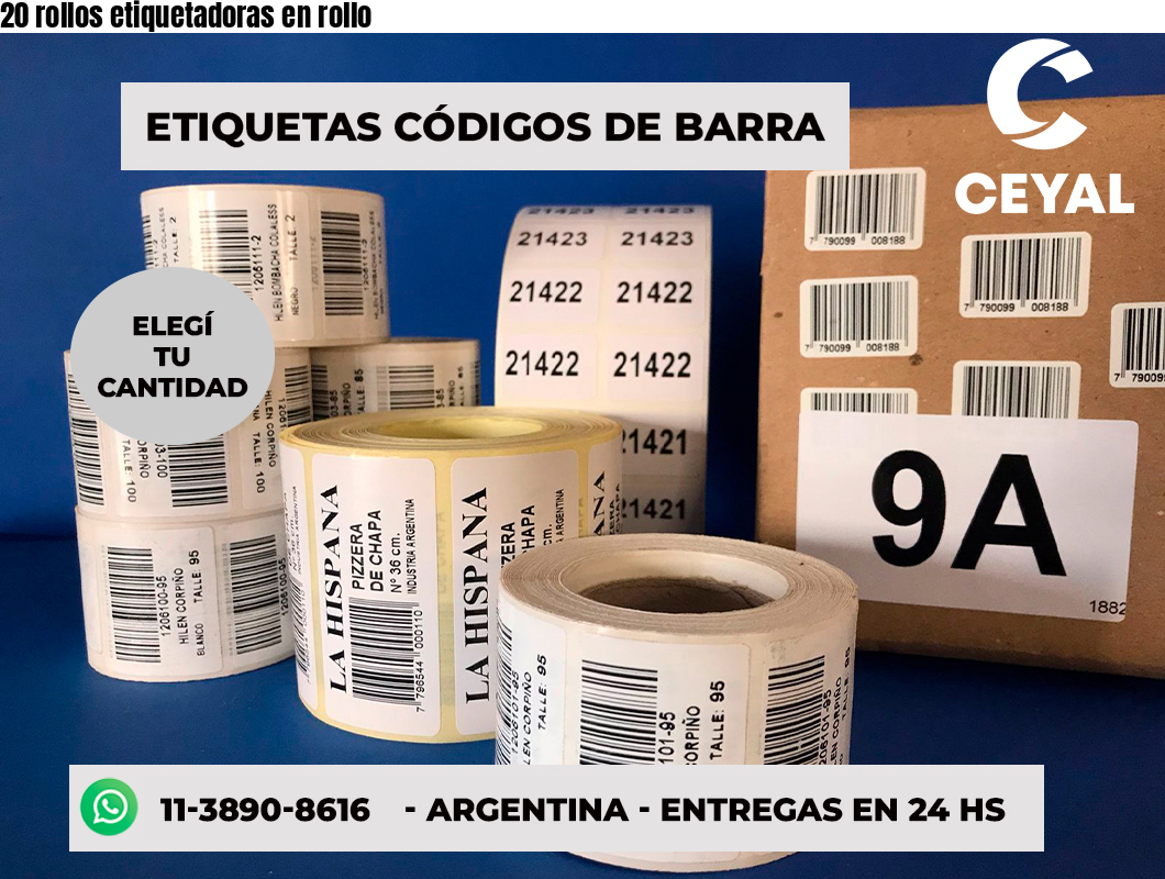 20 rollos etiquetadoras en rollo