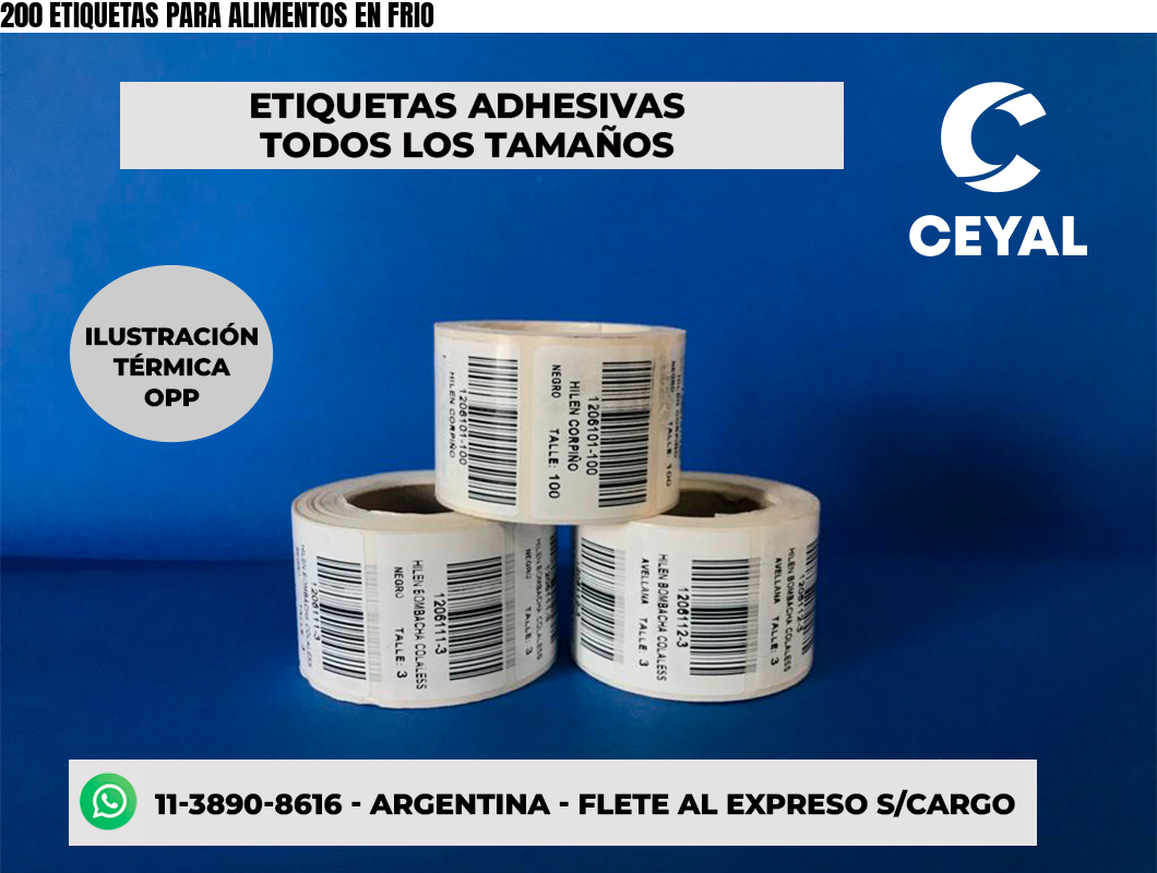 200 ETIQUETAS PARA ALIMENTOS EN FRIO