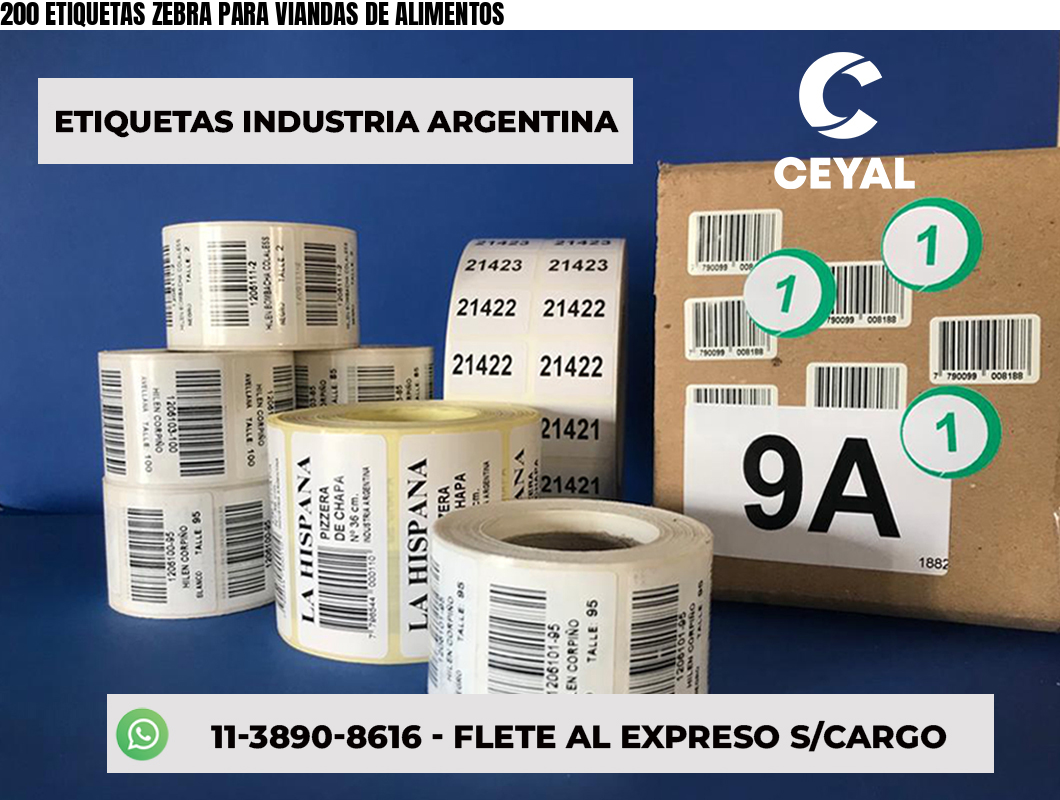 200 ETIQUETAS ZEBRA PARA VIANDAS DE ALIMENTOS