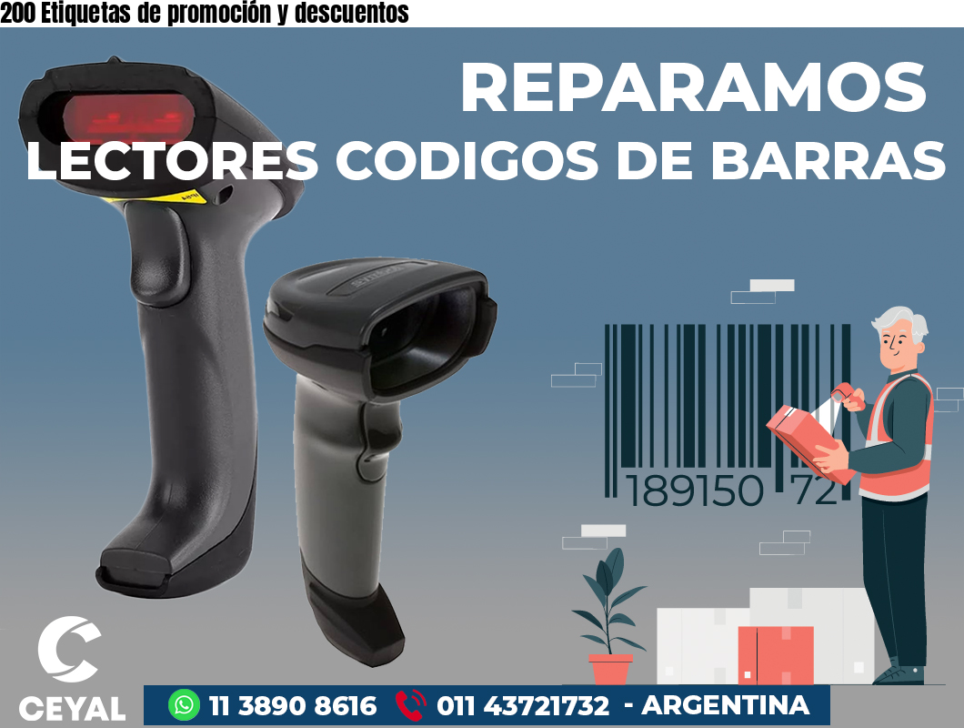 200 Etiquetas de promoción y descuentos