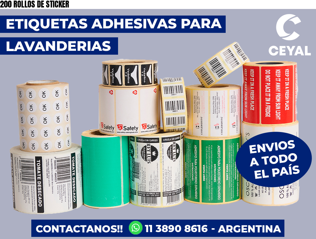 200 ROLLOS DE STICKER