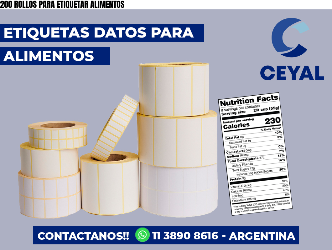 200 ROLLOS PARA ETIQUETAR ALIMENTOS
