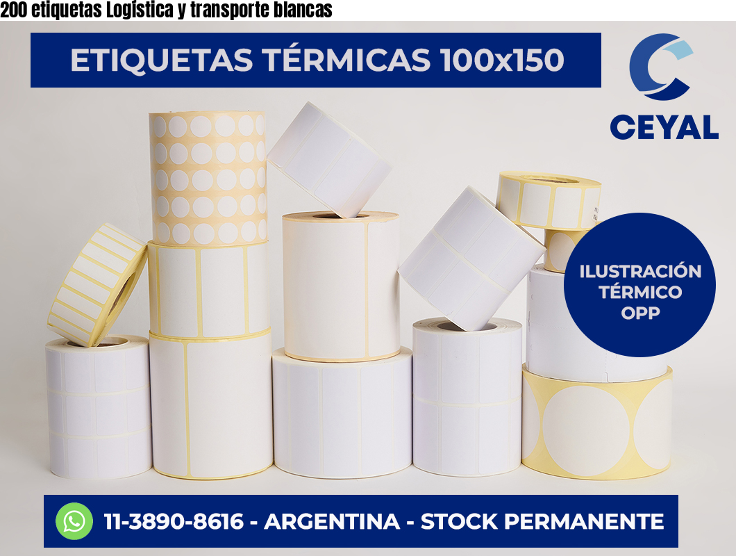 200 etiquetas Logística y transporte blancas