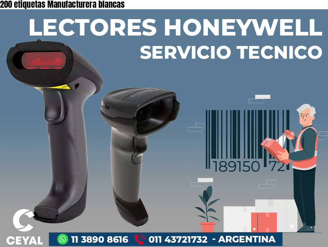 200 etiquetas Manufacturera blancas