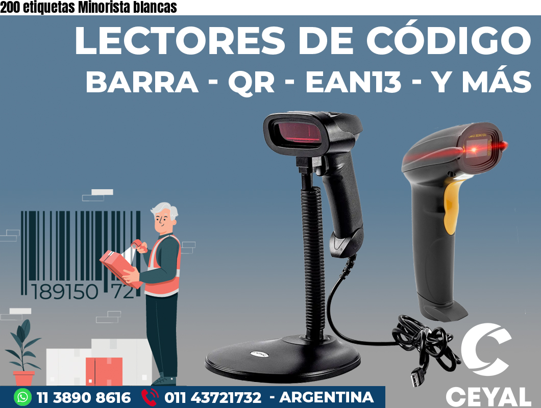 200 etiquetas Minorista blancas