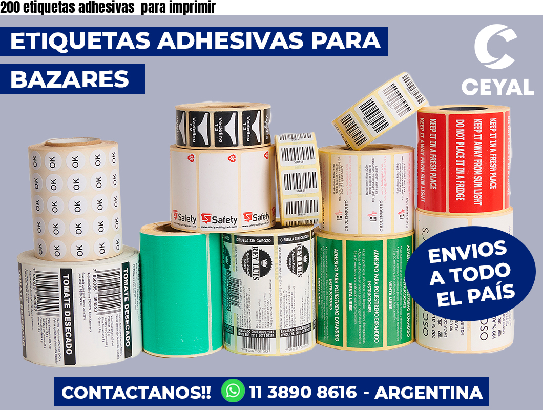 200 etiquetas adhesivas  para imprimir