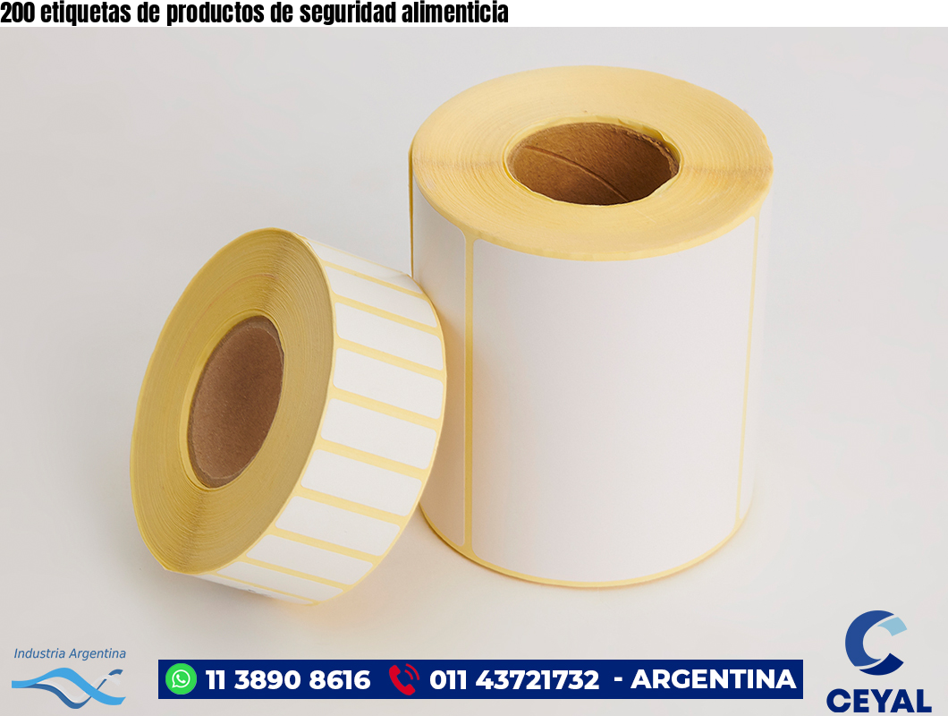 200 etiquetas de productos de seguridad alimenticia