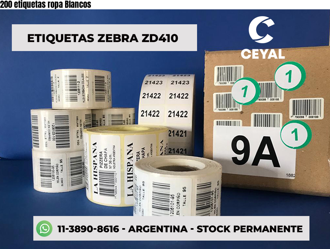 200 etiquetas ropa Blancos