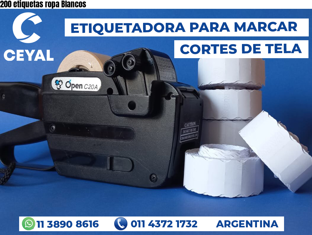 200 etiquetas ropa Blancos
