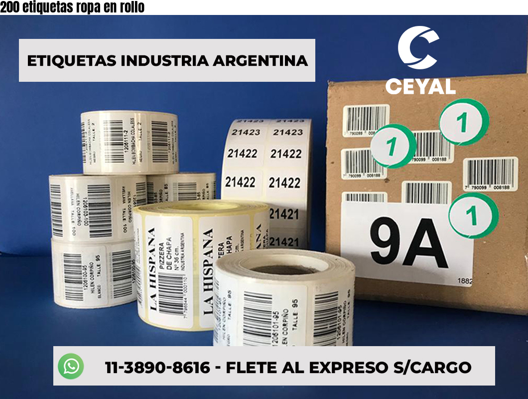 200 etiquetas ropa en rollo