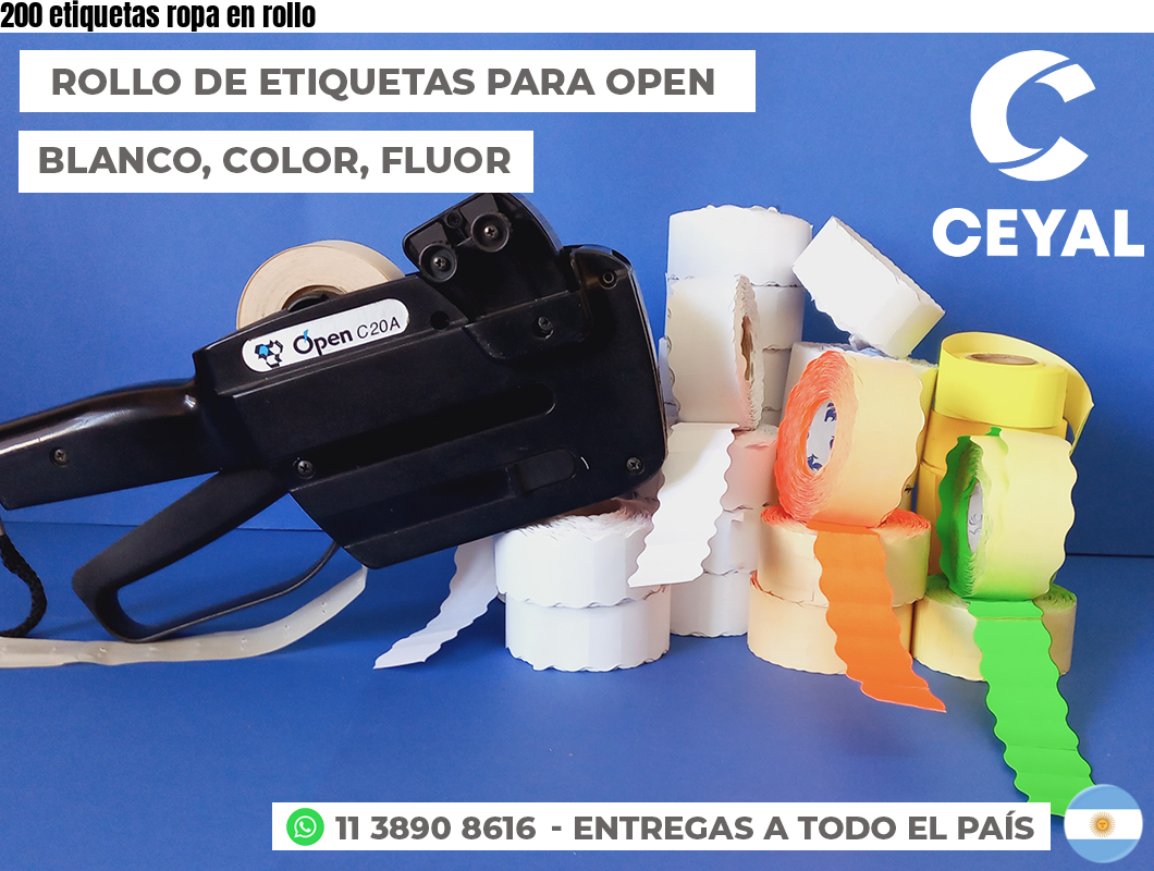 200 etiquetas ropa en rollo