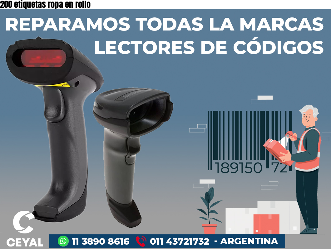 200 etiquetas ropa en rollo